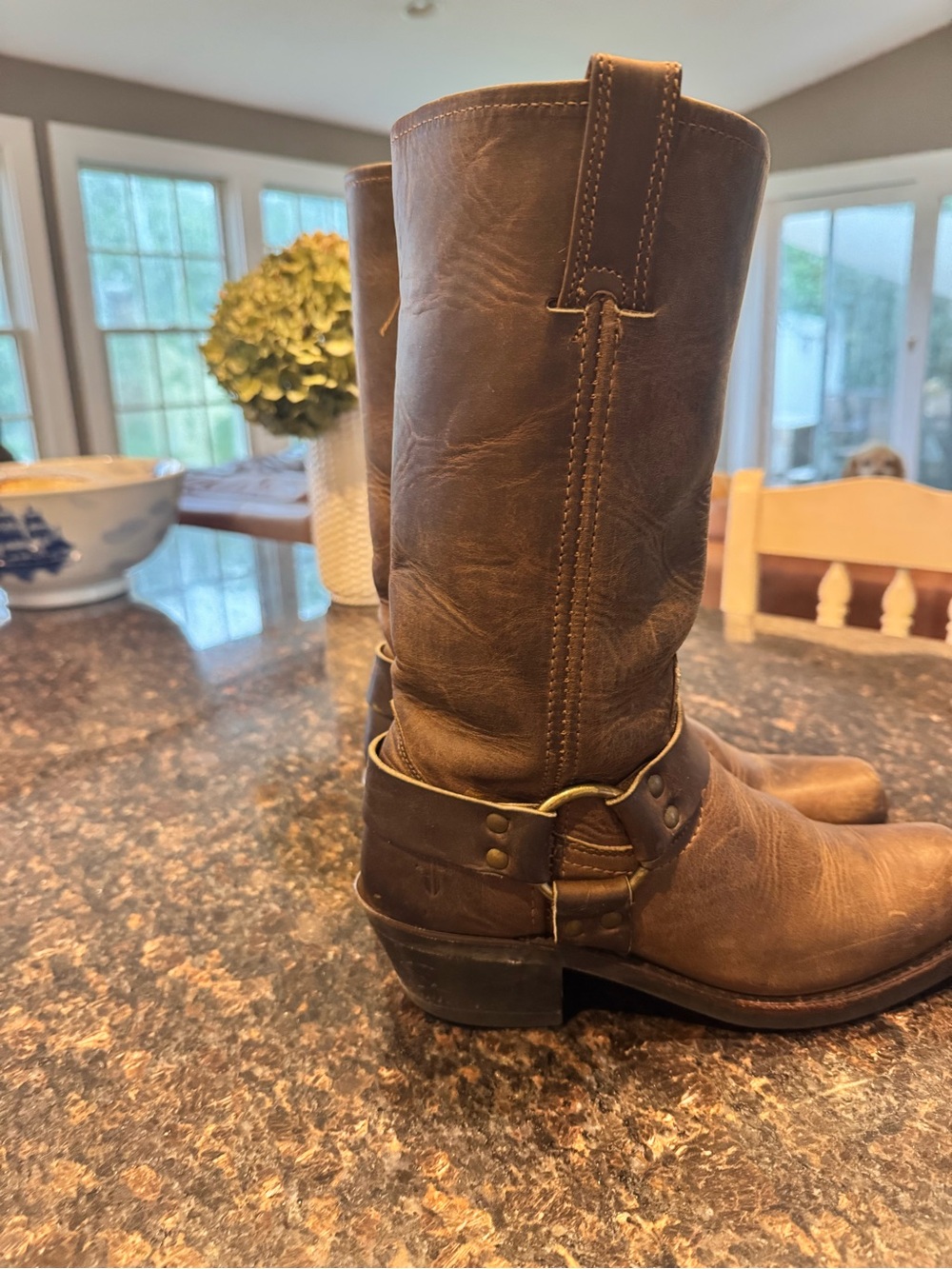 Frye Brown Leather Harness Boots - Picture 2 of 6